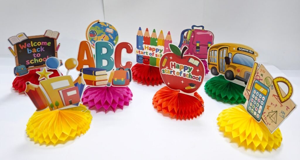 Back to School Honeycomb Table Decorations — Style A