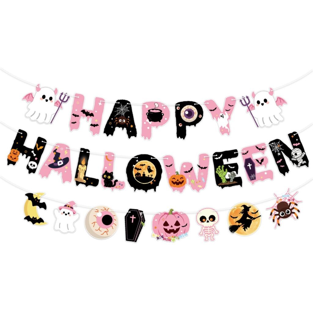 Pink Halloween Letter Banner Set — HAPPY HALLOWEEN