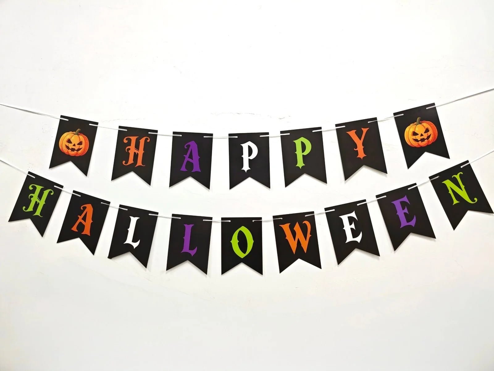 Halloween Bunting Banner — HAPPY HALLOWEEN with Pumpkins — additional product view 1