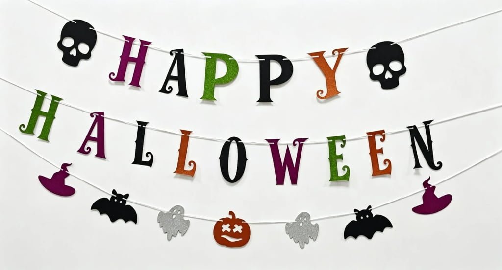 Halloween Glitter Letter Banner — HAPPY HALLOWEEN Style 2604