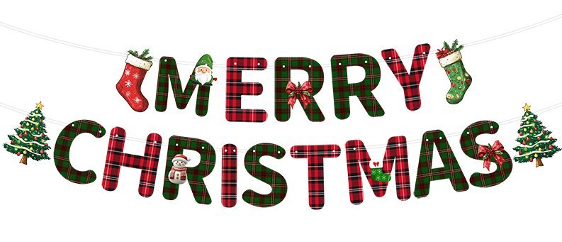 Christmas Plaid Letter Banner Set — MERRY CHRISTMAS Garland