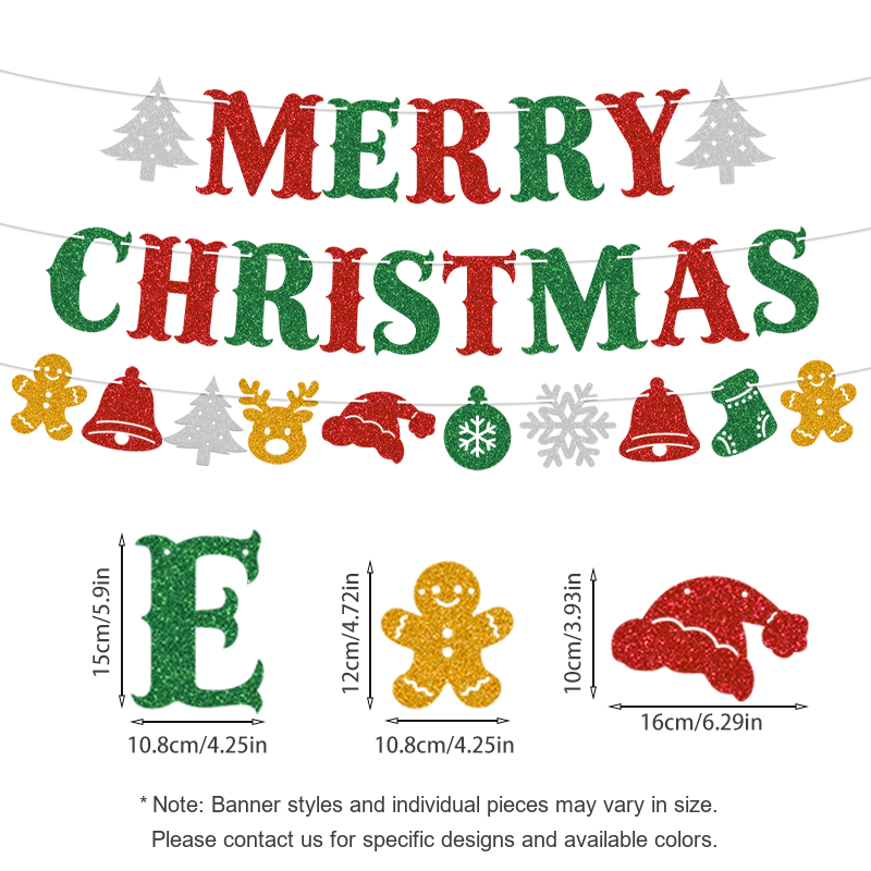 Christmas Gold Glitter Bunting & Garlands — Style 2601