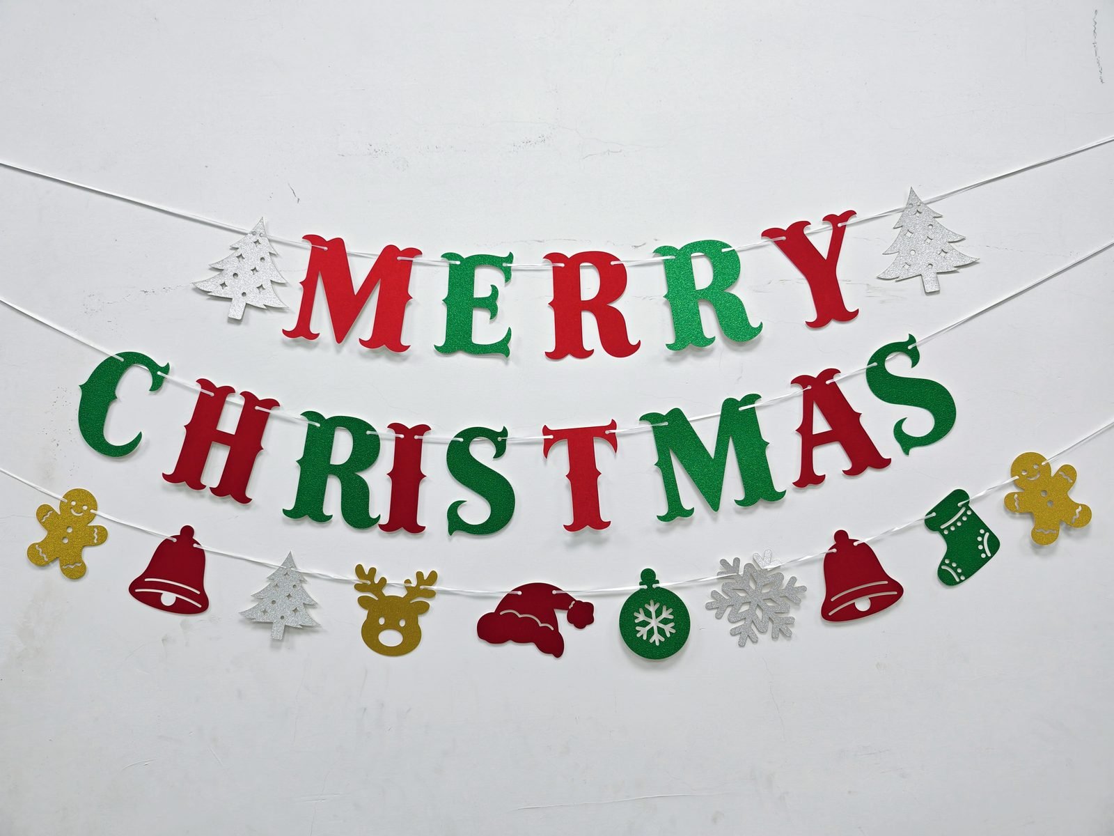 Christmas Gold Glitter Bunting & Garlands — Style 2601