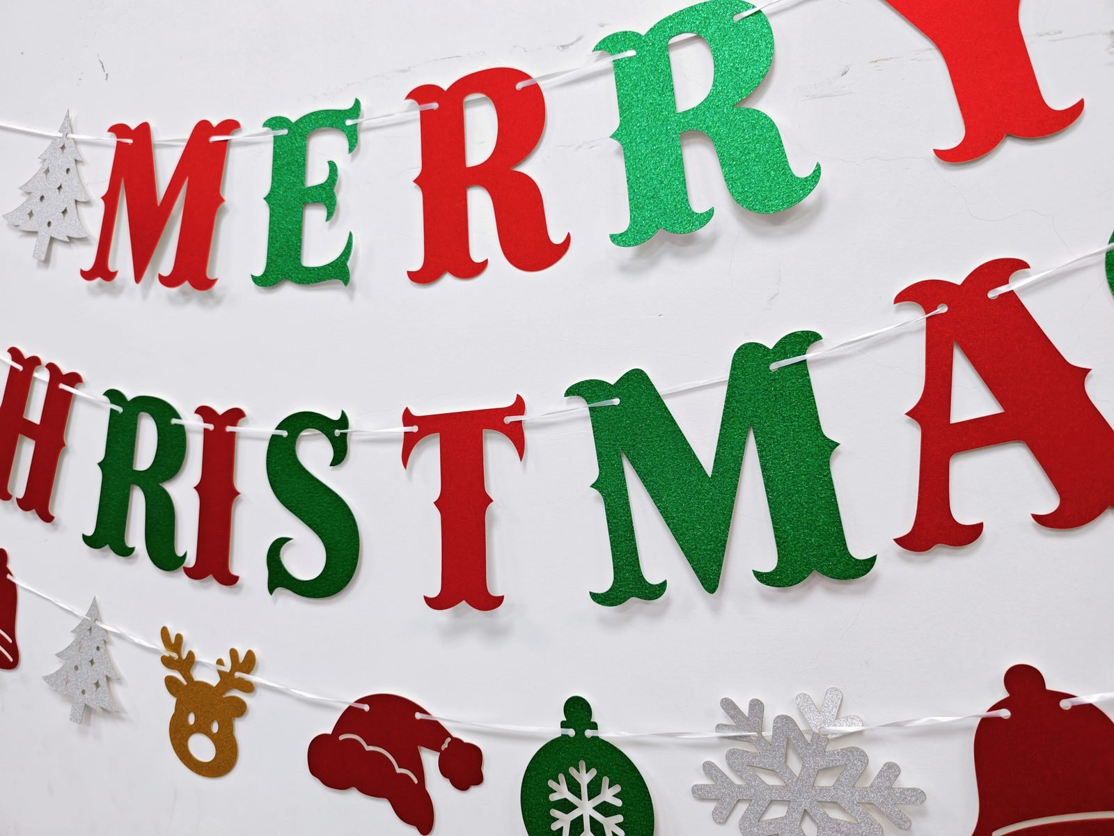 Christmas Gold Glitter Bunting & Garlands — Style 2601