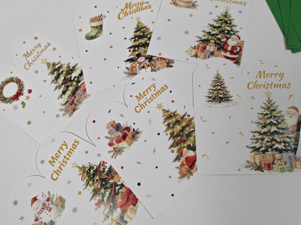 Vertical Christmas Greeting Cards — Style E, Cards with Envelopes & Stickers