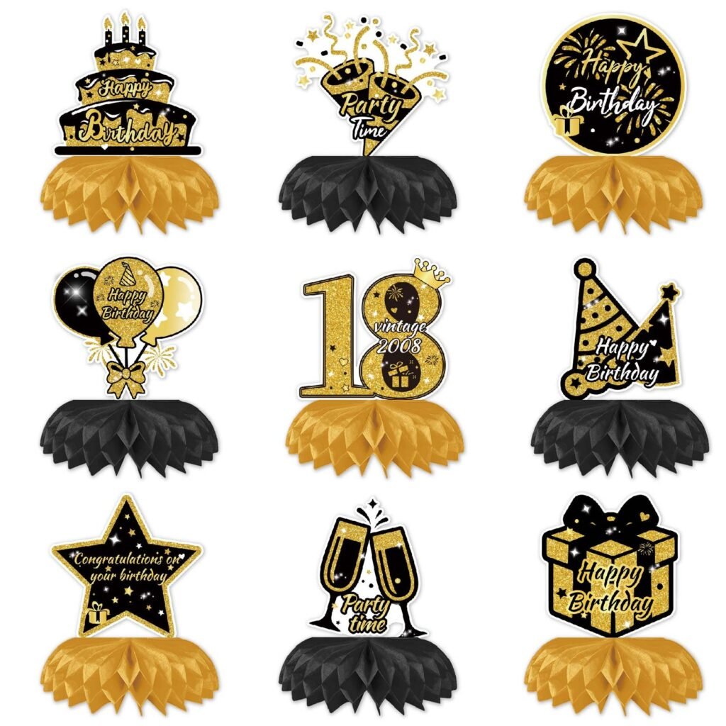 18th Birthday Gold Honeycomb Table Decorations