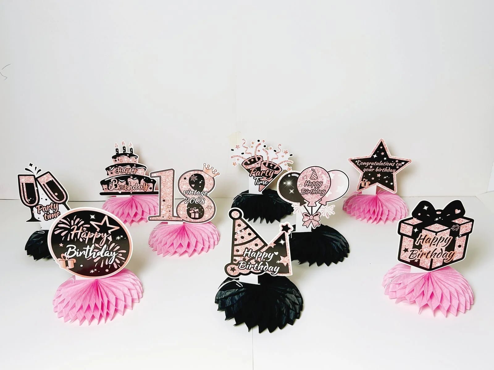 18th Birthday Pink Honeycomb Table Decorations — additional product view 1