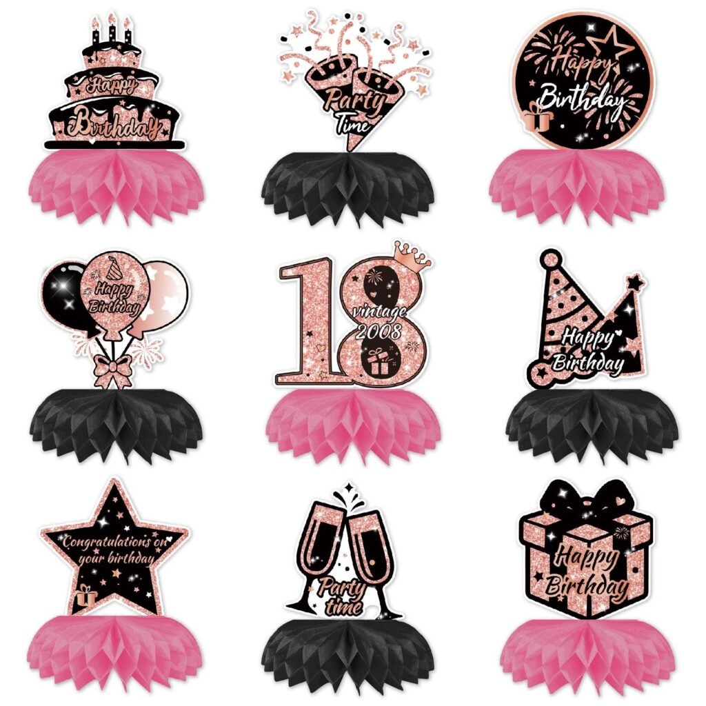 18th Birthday Pink Honeycomb Table Decorations