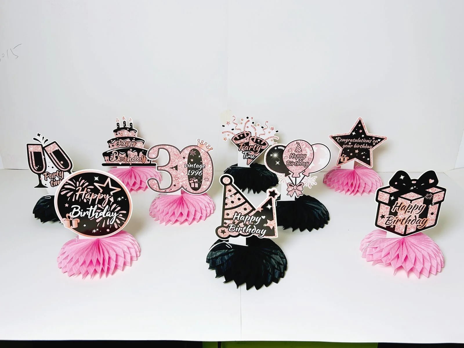 30th Birthday Pink Honeycomb Table Decorations — additional product view 1