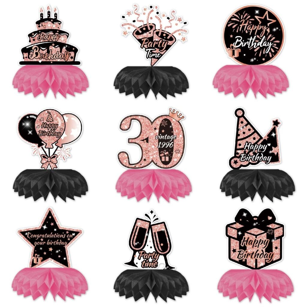 30th Birthday Pink Honeycomb Table Decorations