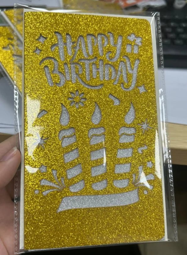 Gold Laser-Cut Birthday Greeting Card — Style B with Envelope — additional product view 1