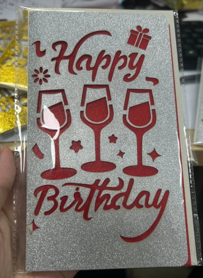 Silver Laser-Cut Birthday Greeting Card — Style A with Envelope — additional product view 1
