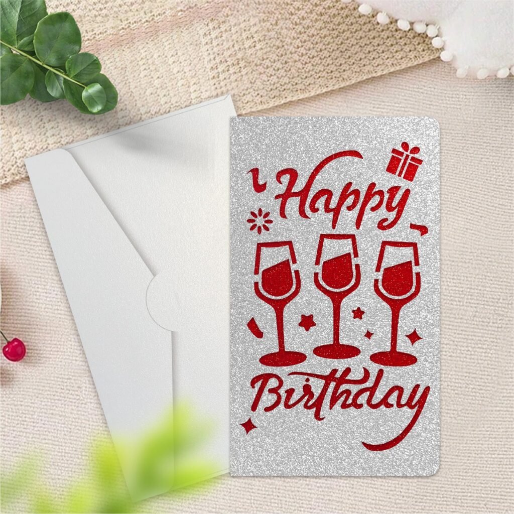 Silver Laser-Cut Birthday Greeting Card — Style A with Envelope
