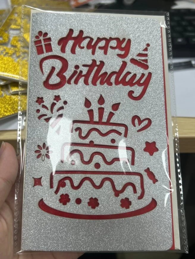 Silver Laser-Cut Birthday Greeting Card — Style B with Envelope — additional product view 1