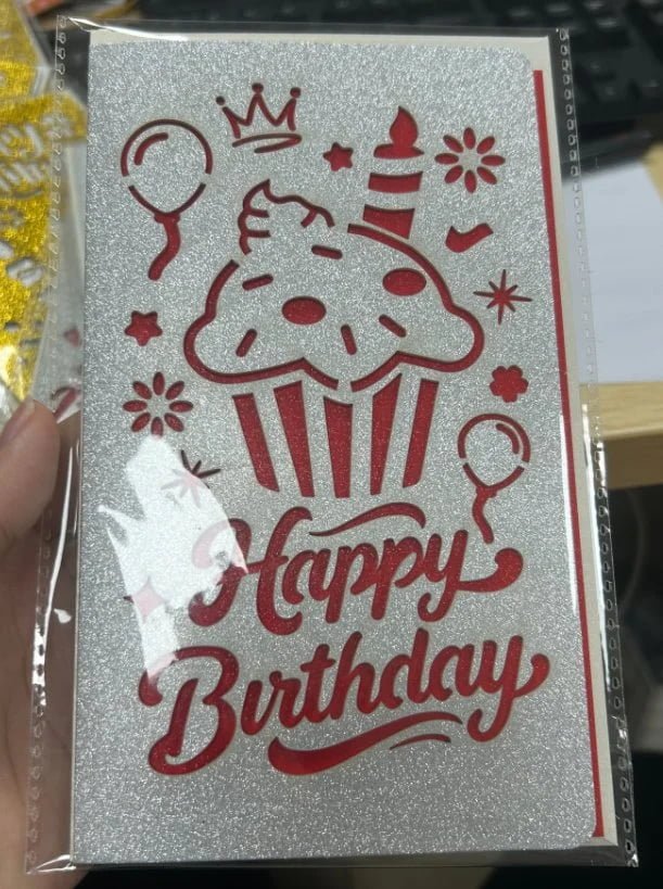 Silver Laser-Cut Birthday Greeting Card — Style D with Envelope — additional product view 1
