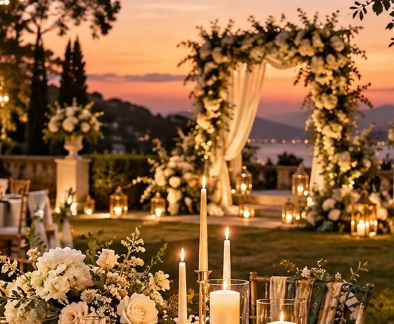 Lakeside Floral Ceremony Arch & Backdrop — Scene 02 Design Concept