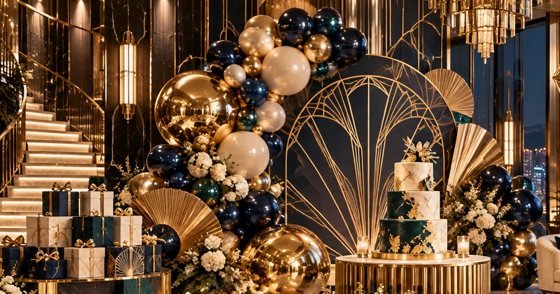 Art Deco Balloon & Geometric Backdrop Installation — Scene 06 Design Concept