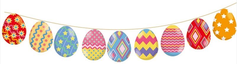 Easter Egg Bunting Banner — 9 Die-Cut Egg Cards with Twine