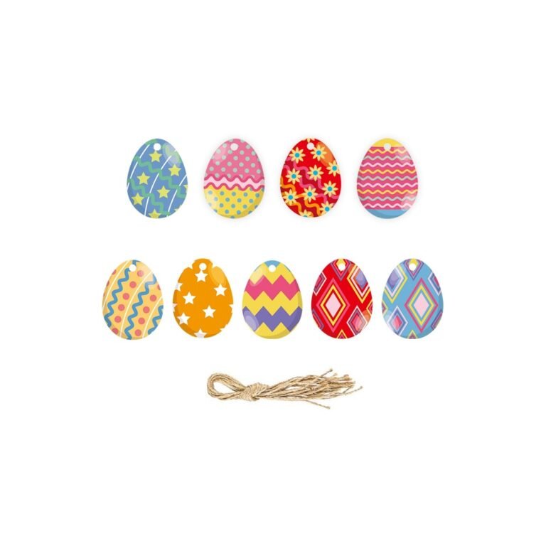 Easter Egg Hanging Ornaments — Style A, Ten Pieces with Twine