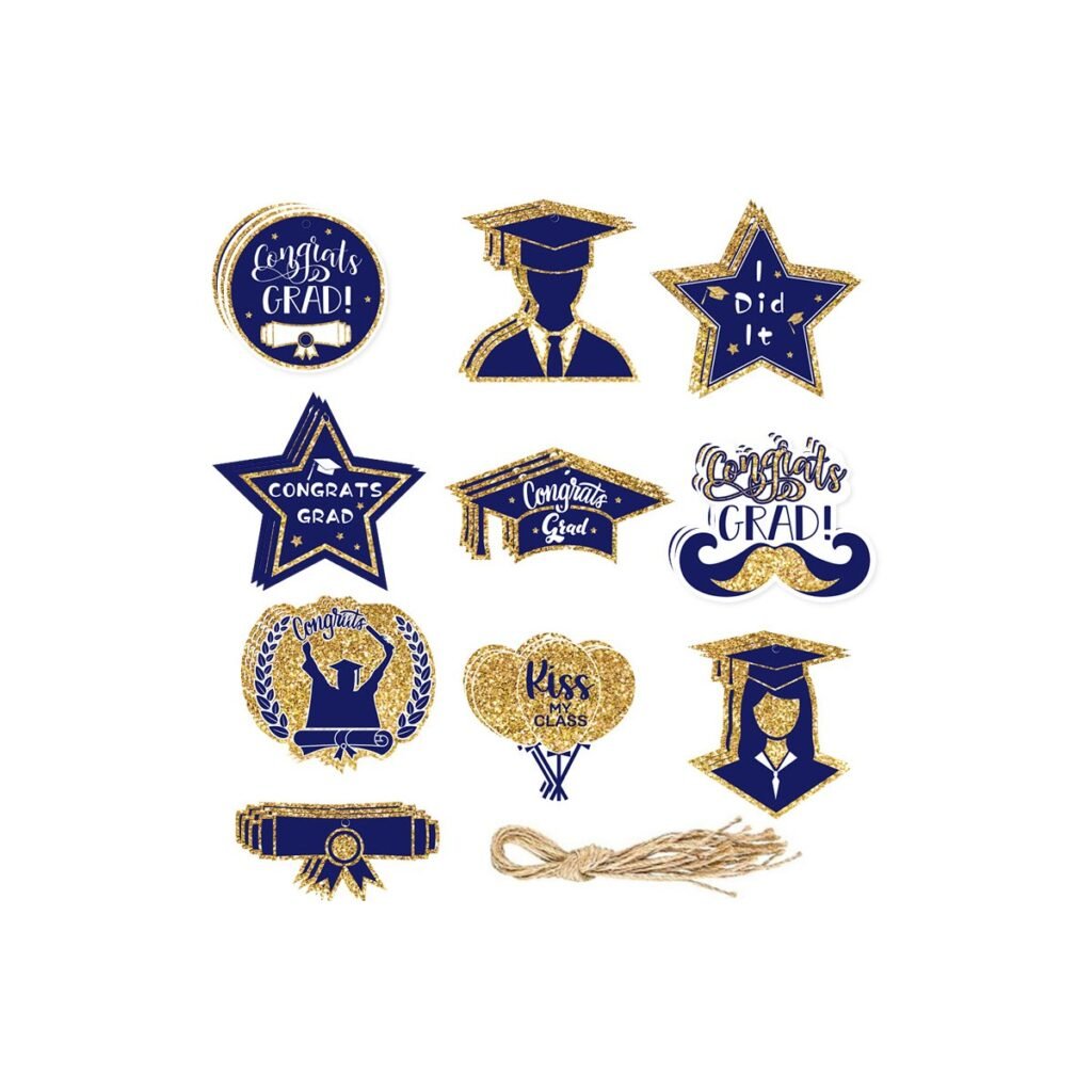 Graduation Hanging Swirl Decorations — Blue Edition