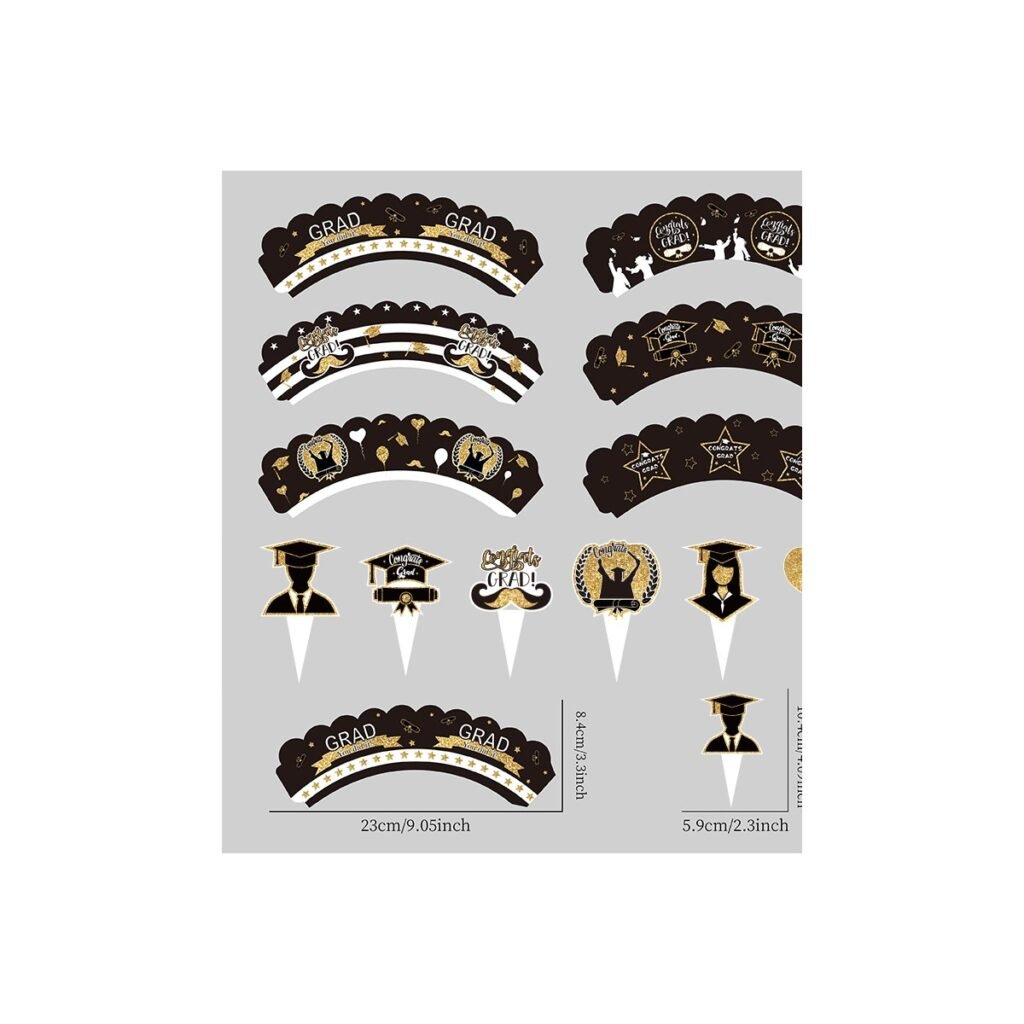 Graduation Cake Wrap and Topper Set — Black Edition