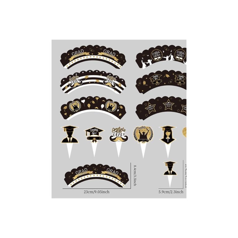 Graduation Cake Wrap and Topper Set — Black Edition