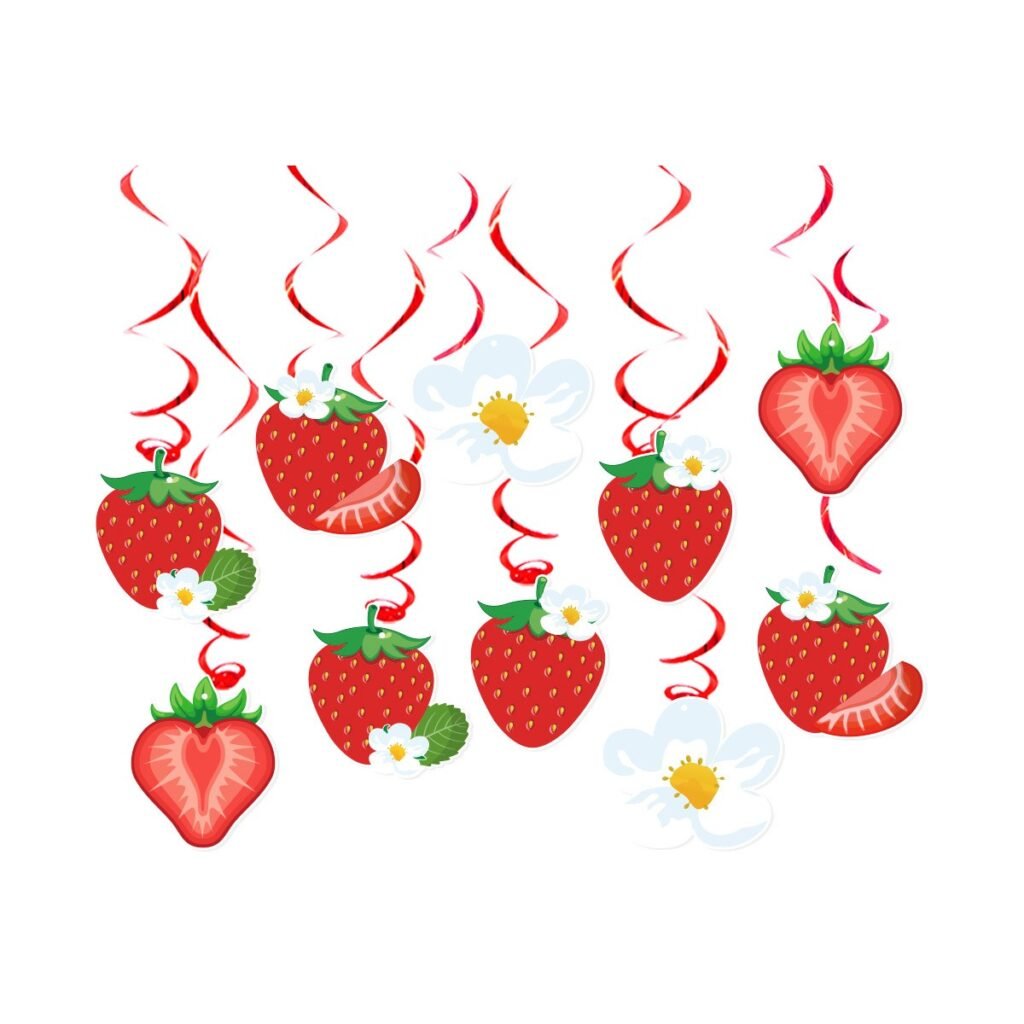 Strawberry Hanging Swirl Decoration Set — Ten Pieces