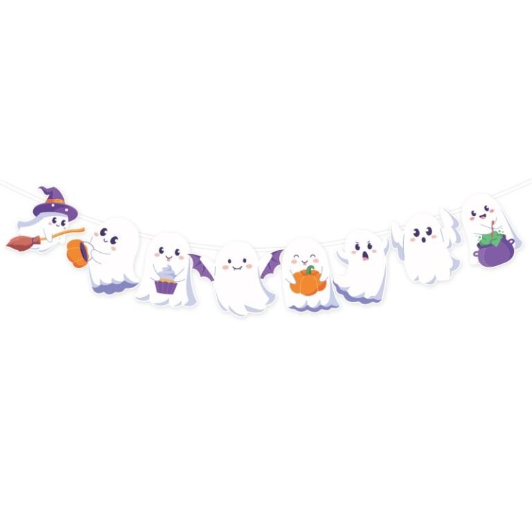 Halloween Ghost Bunting — 8 Pennants on 3 m Twine