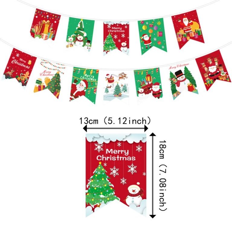 Christmas Bunting — Style A, 12 Printed Cards