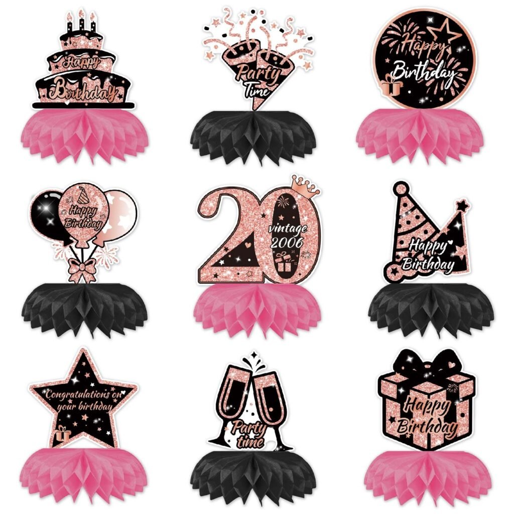 20th Birthday Pink Honeycomb Table Decorations