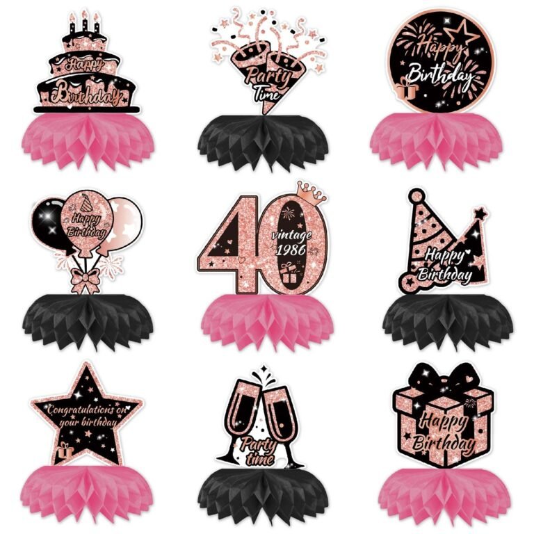 40th Birthday Pink Honeycomb Table Decorations