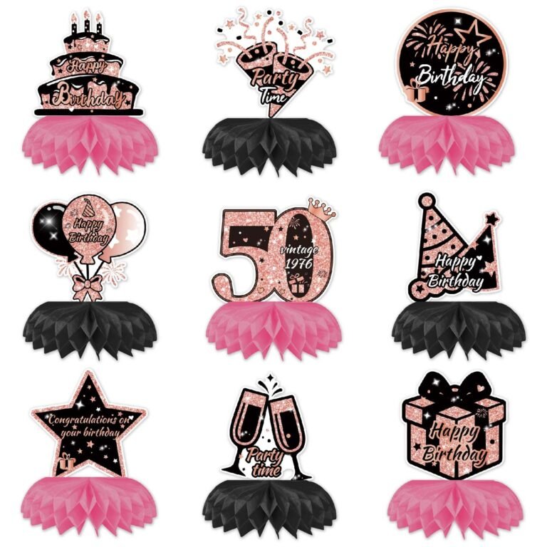 50th Birthday Pink Honeycomb Table Decorations