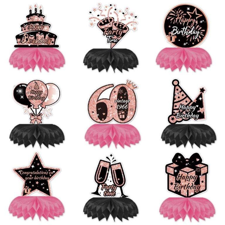 60th Birthday Pink Honeycomb Table Decorations