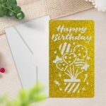 Gold Glitter Birthday Greeting Card - Style F