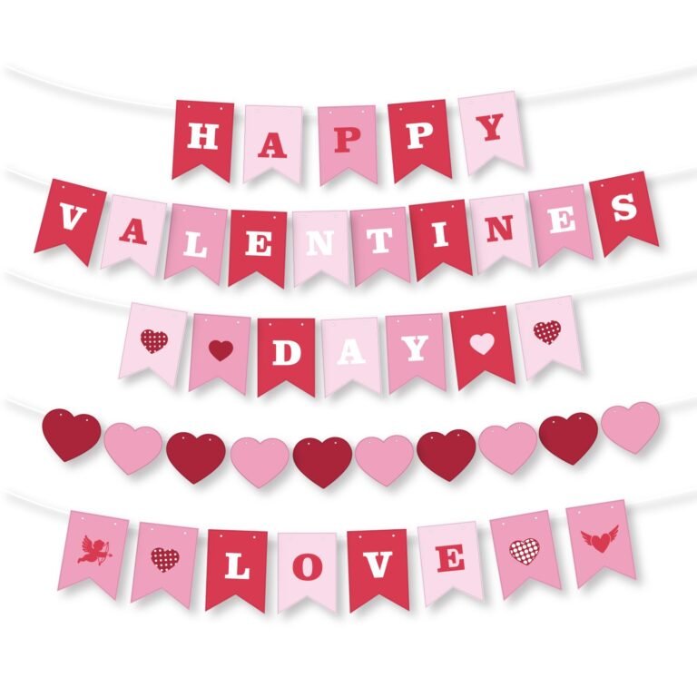 Valentine’s Day Banner Set — 5 Bunting Lines with 40 Heart Cards
