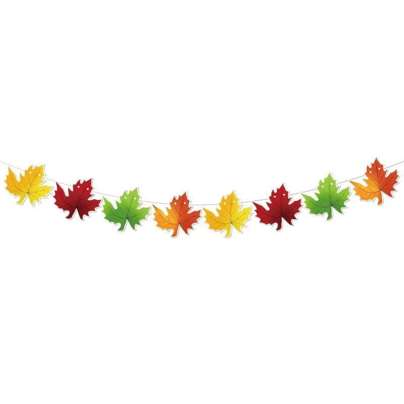 Thanksgiving Maple Leaf Bunting Banner — 8-Piece Autumn Garland