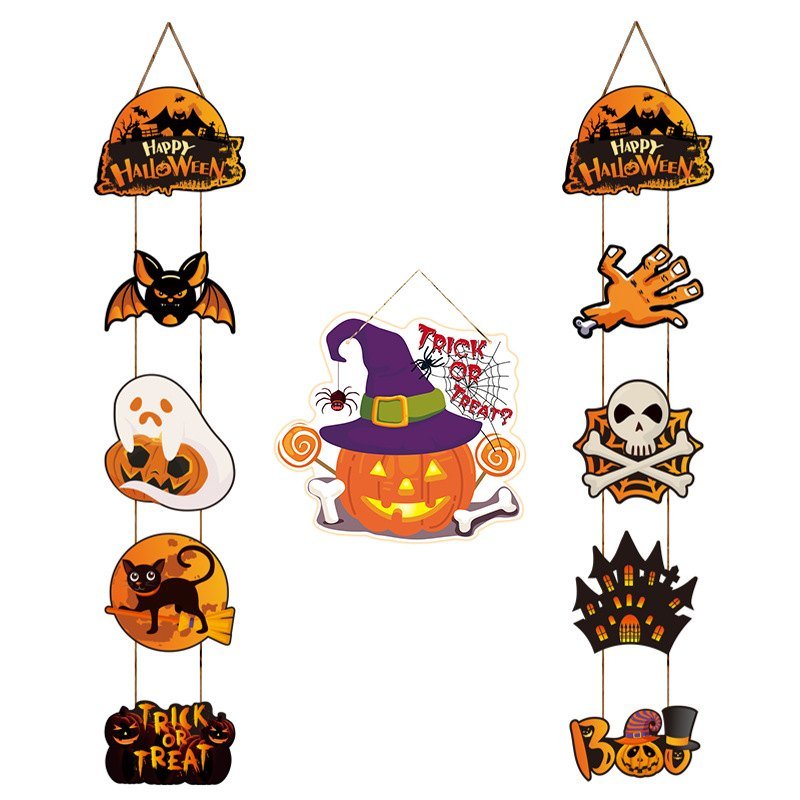 Halloween Door Banner Couplet Set — 11 Die-Cut Pieces with Twine