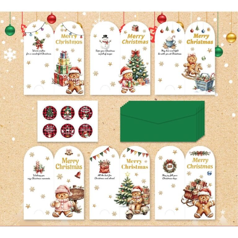 Portrait Christmas Greeting Cards — 6 Designs with Envelopes and Stickers