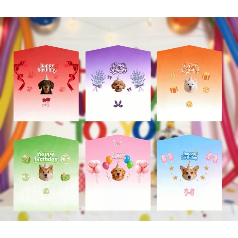 Tri-Fold Dog Emoji Birthday Cards — Pack of 12