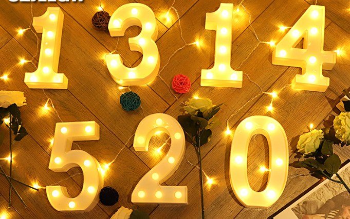 LED letter and number lights — warm white marquee party lights