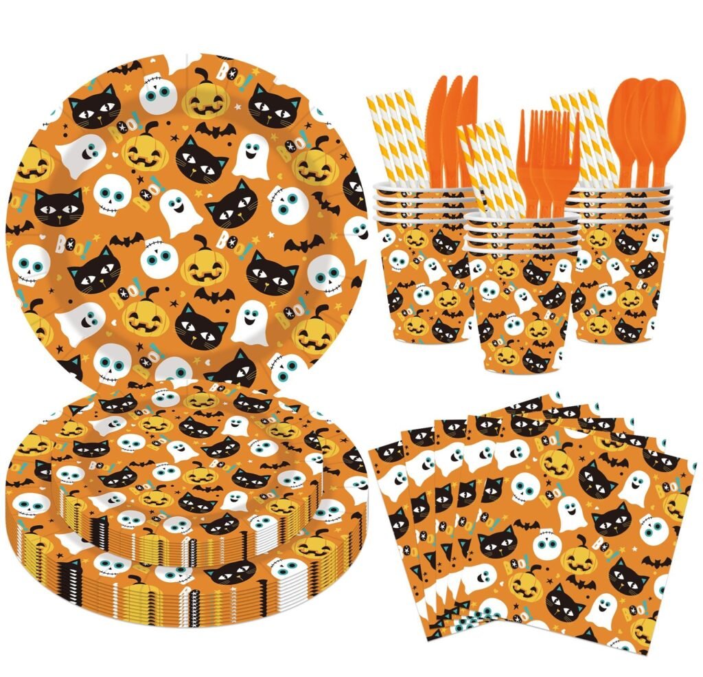 Halloween Pumpkin & Ghost Party Tableware Set — Kids Spooky Dinnerware