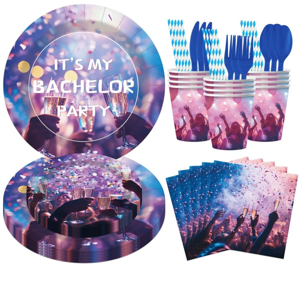 Bachelor Party Confetti Celebration Tableware Set — Adult Dinnerware for Bachelor / Bachelorette Night