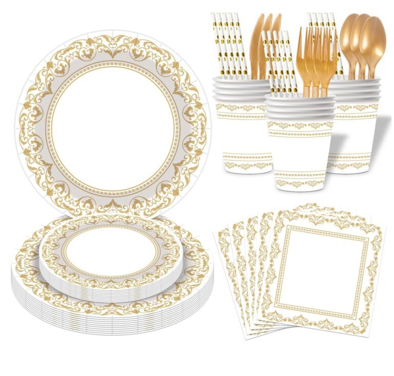 Gold & White Elegant Wedding & Engagement Party Tableware Set — Luxury Dinnerware