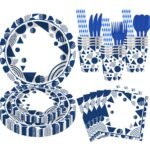Blue Geometric Modern Celebration Party Tableware Set — Adults Modern Dinnerware