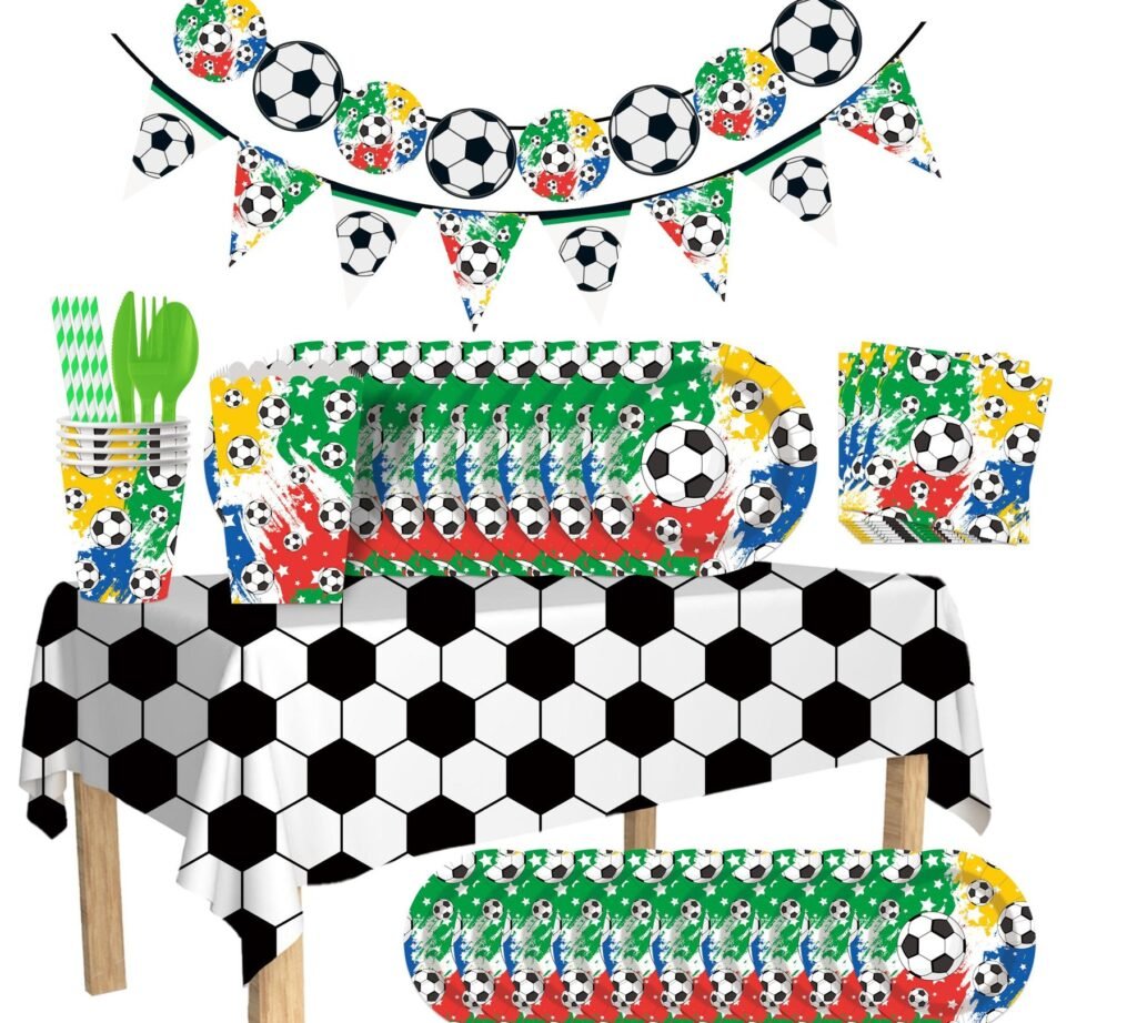 Soccer Championship Sports Birthday Party Tableware Set — Match-Day Theme Dinnerware