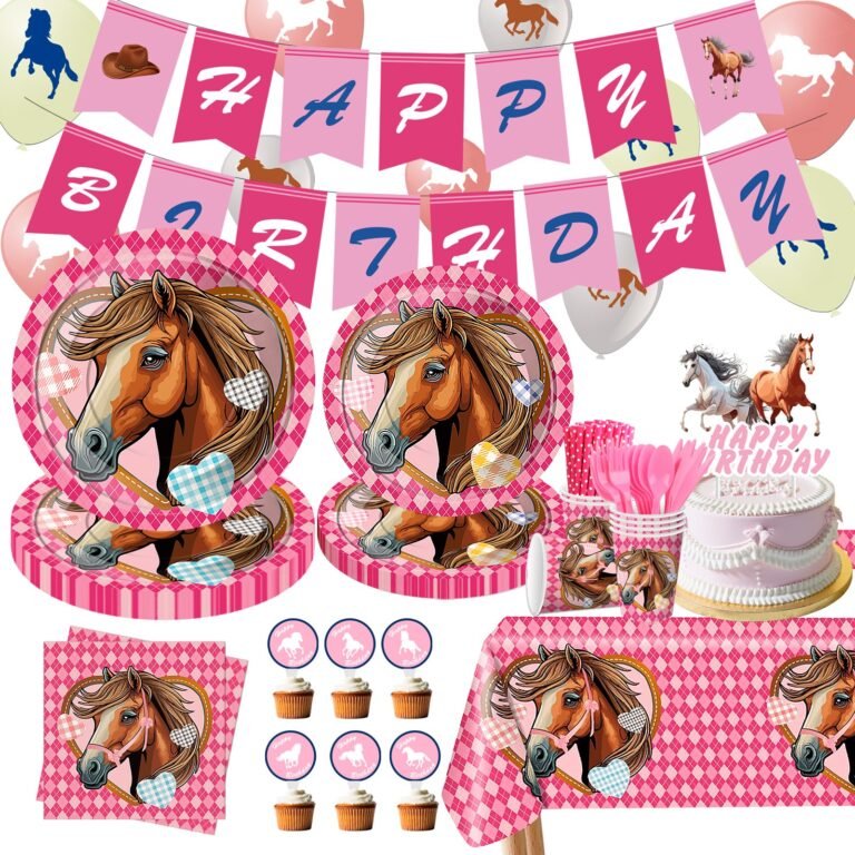 Pony & Horse Birthday Party Tableware Set — Pink Equestrian Theme