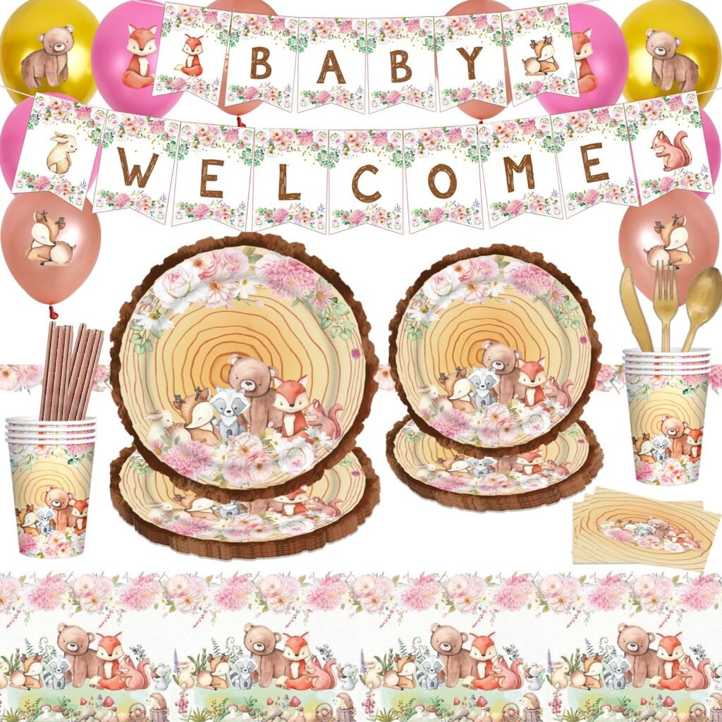 Baby Welcome Baby Shower Tableware Set — Neutral Boho Dinnerware