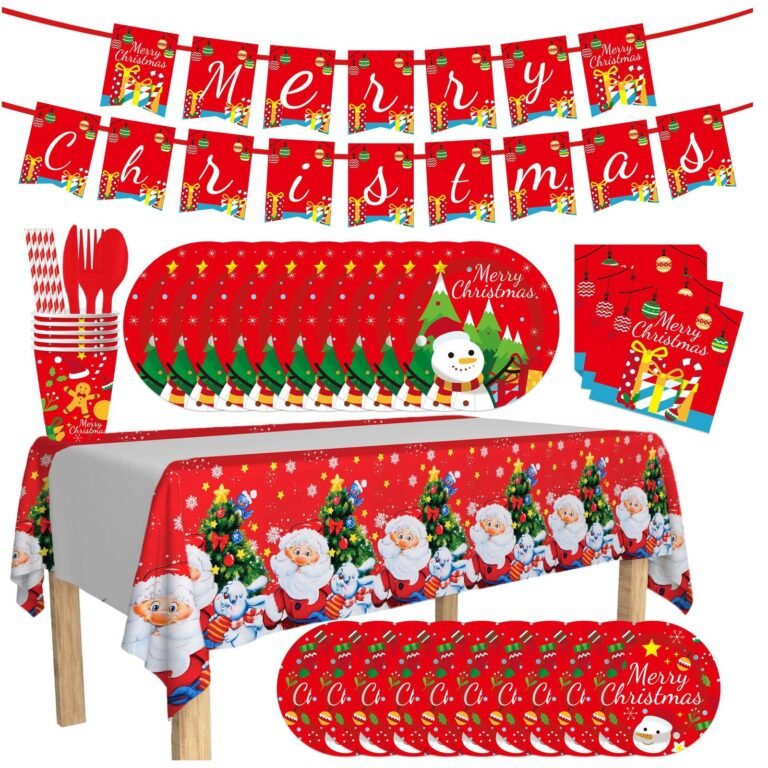 Red Santa and Snowman Christmas Tableware Set — 11-Component Paper Range for Classic Holiday Tables
