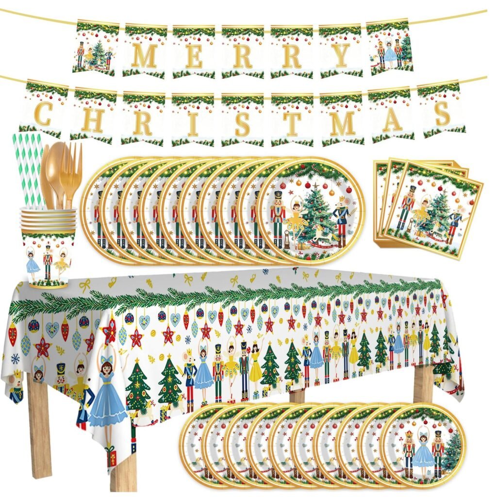 Nutcracker Gold-Rim Christmas Tableware Set — 10-Component Paper Range for Premium Holiday Tables