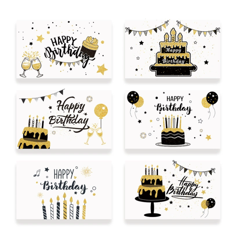 Birthday Greeting Card – Black and Gold Landscape 05